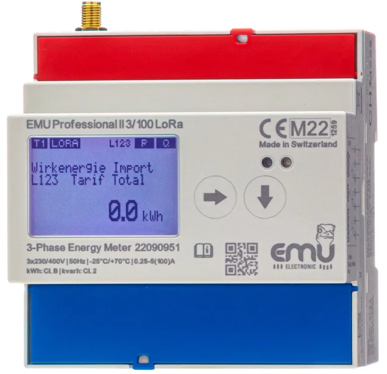 [P20A000LE] LORA 3 Phases kWh 100A pour antenne externe - MID - EMU Professional II 3/100 P20A000LE
P20A000LE