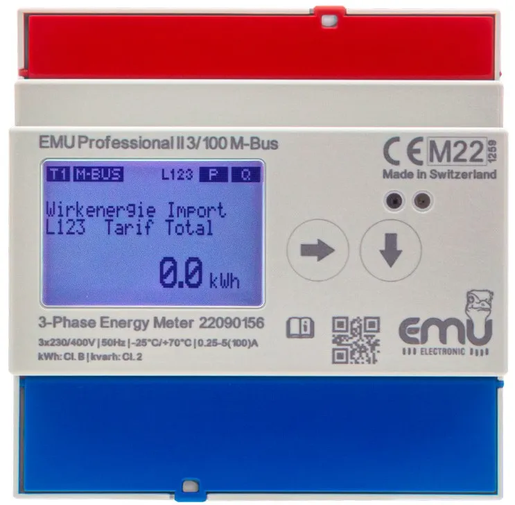 [P20A000M] M-BUS 3 Fase kWh 100A  - MID - EMU Professional II 3/100 P20A000M