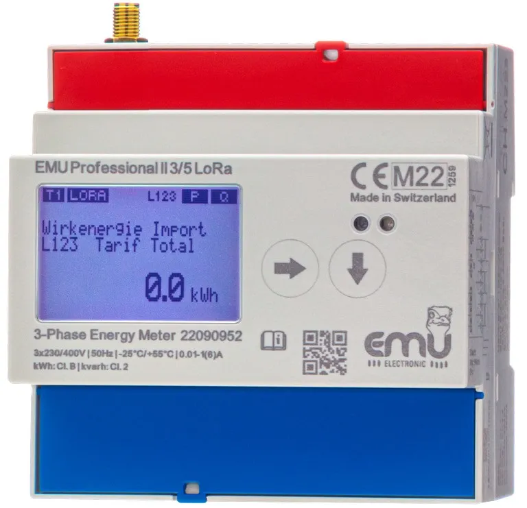 [P21A000LE] LORA 3 Fase kWh Via stroomtransformatoren 5A of 1A  voor ext. antenne - MID
