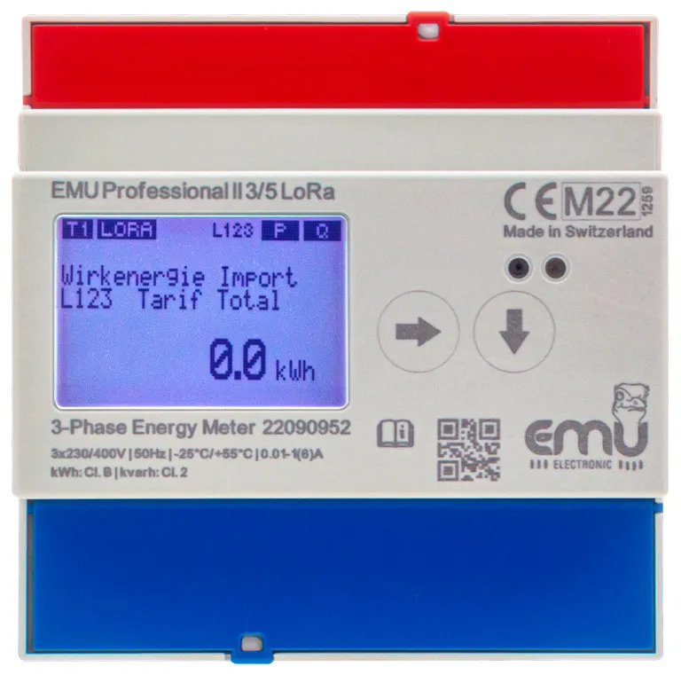 [P21A000LO] LORA 3 Fase kWh Via stroomtransformatoren 5A of 1A  voor interne antenne - MID - EMU Professional II 3/5 P21A000LO