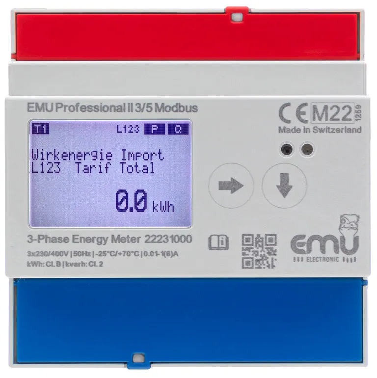 [P21A000MO] ModBus 3 Fase kWh Via stroomtransformatoren 5A of 1A  - MID - EMU Professional II 3/5 P21A000MO