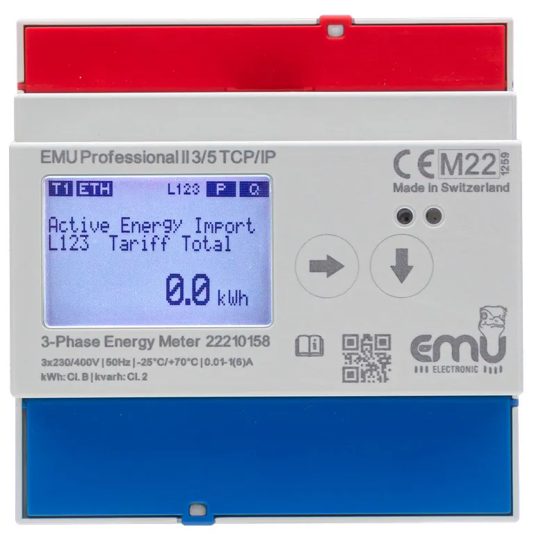 [P21A000T] TCP/IP 3 Fase kWh Via stroomtransformatoren 5A of 1A  - MID - EMU Professional II 3/5 P21A000T
