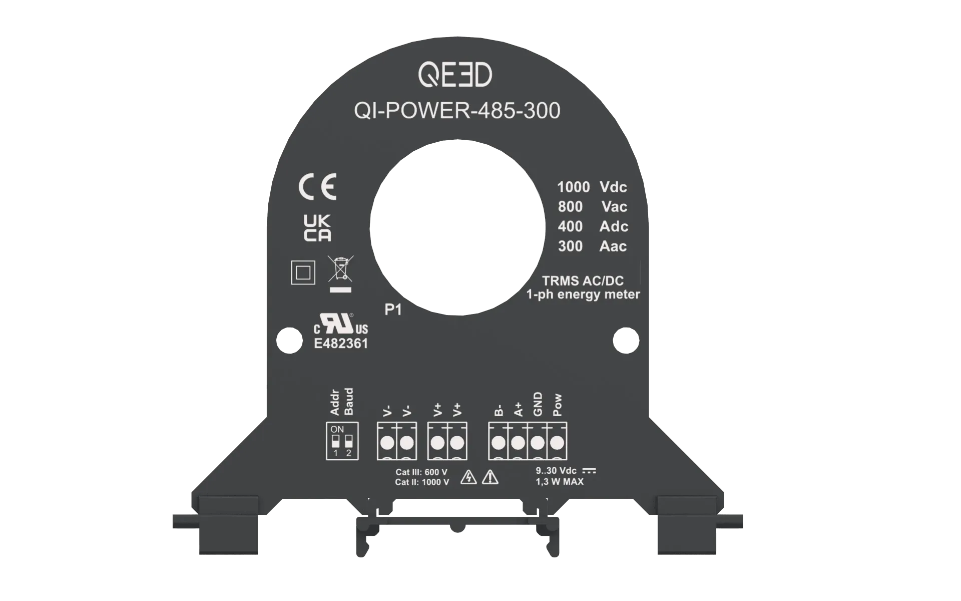 [QI-POWER-485-300] QEED QI-POWER-485-300 Compteur de puissance monophasé - 300A AC-400A DC / 1000V DC - 800 V AC
