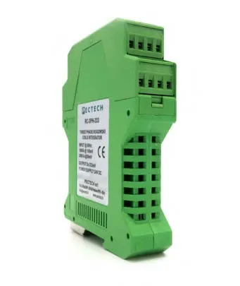 Three Phase Rogowski coil integrator-DinRail mounting - 2000A /1A output - 24 V DC power supply - BxLXD: 22x100x114mm